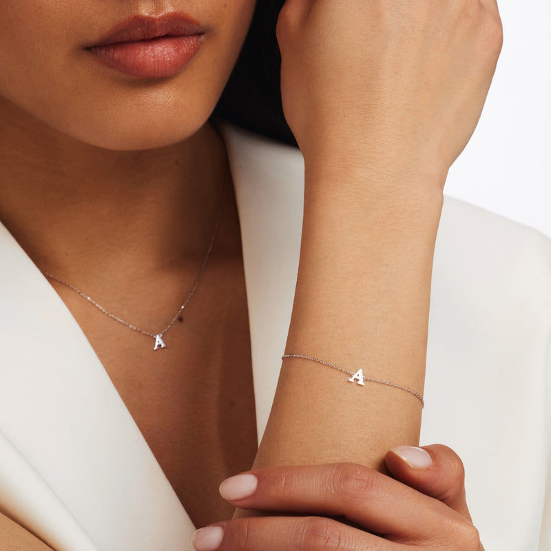 Isabel Bernard Saint Germain Chloé 14 Carat Whitegold Initial Necklace IB340061-A-zoom-