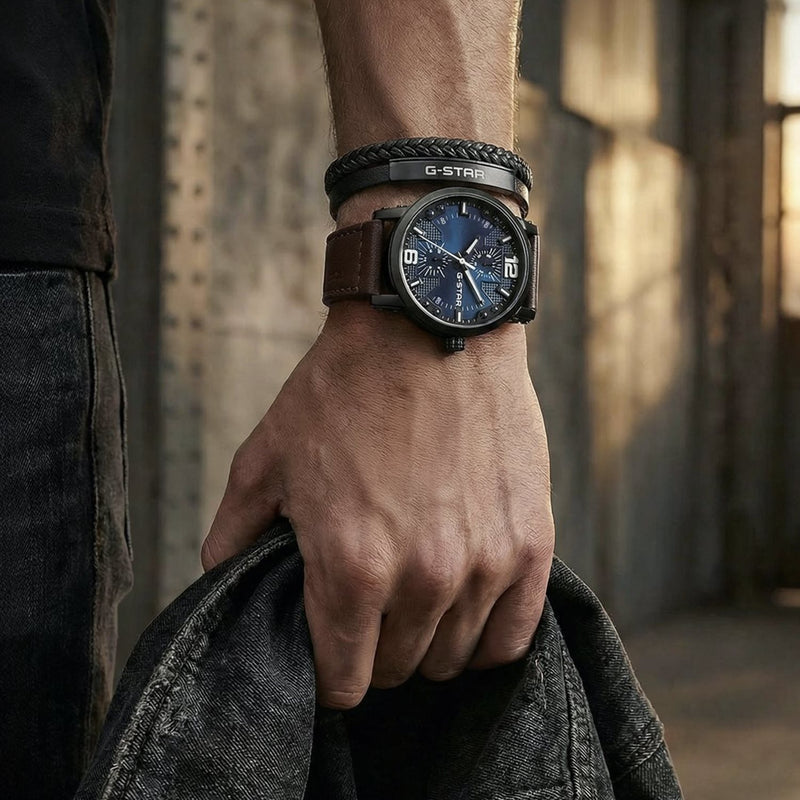 G-STAR Rovic Black with Blue Dial Men's Watch GSW.509.04-zoom-
