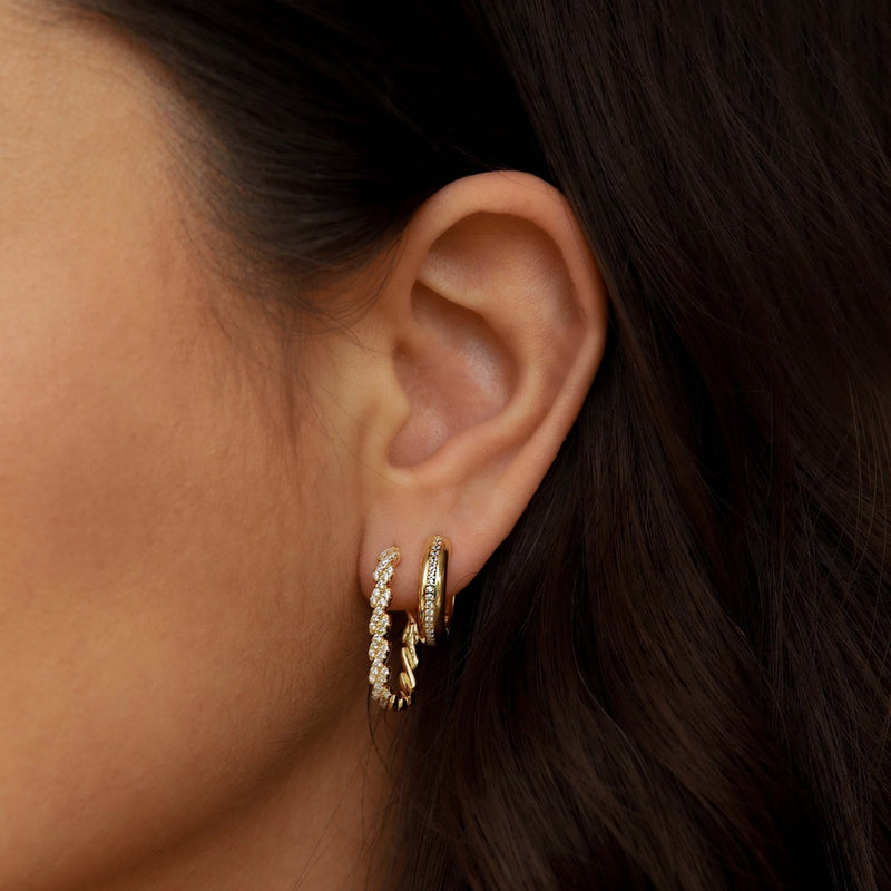 Karma Hoops 14 karat gold plated Hoop Earrings H447GP-zoom-