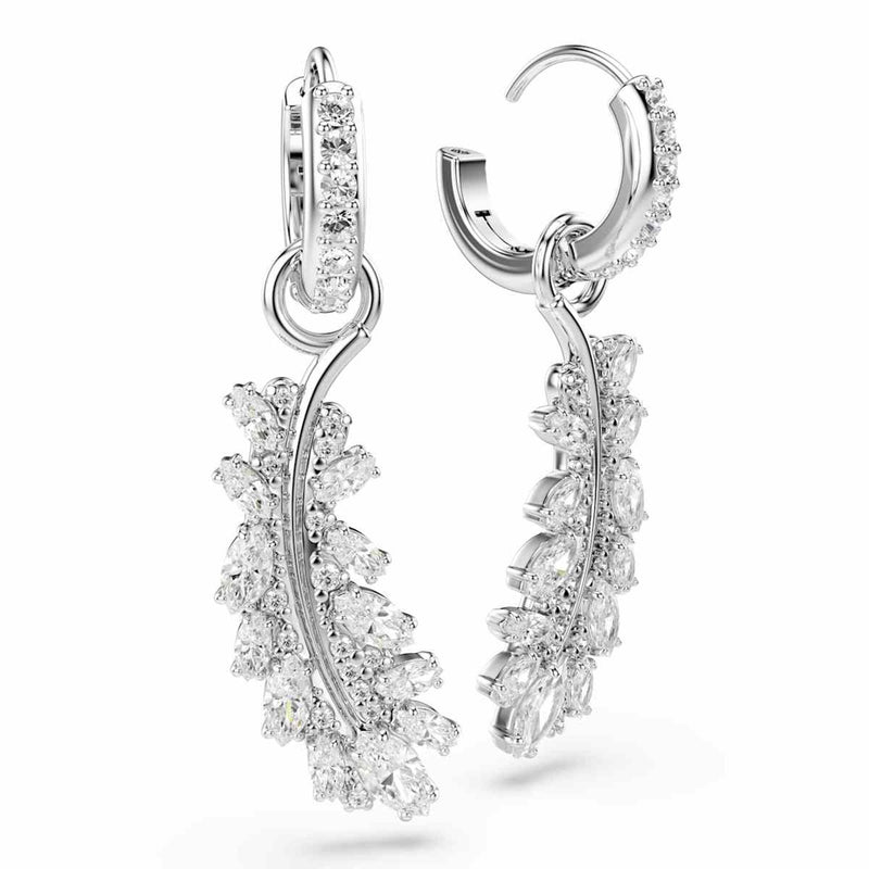 Swarovski Vienna Feather Silver-Tone Earrings 5754272-zoom-
