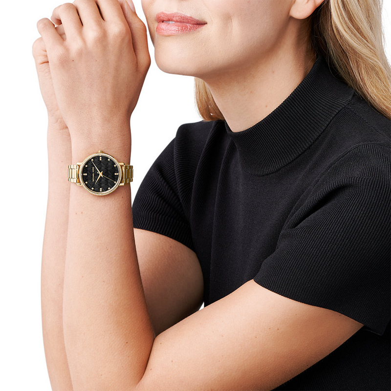 Michael Kors Pyper Gold and Black Women's Watch MK4593-zoom-