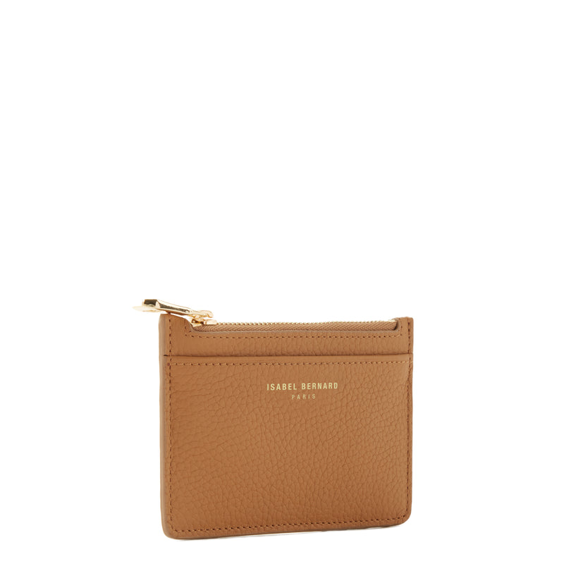 Isabel Bernard Honoré Aveline camel Leather Card Holder made of Calfskin IB27020-zoom-