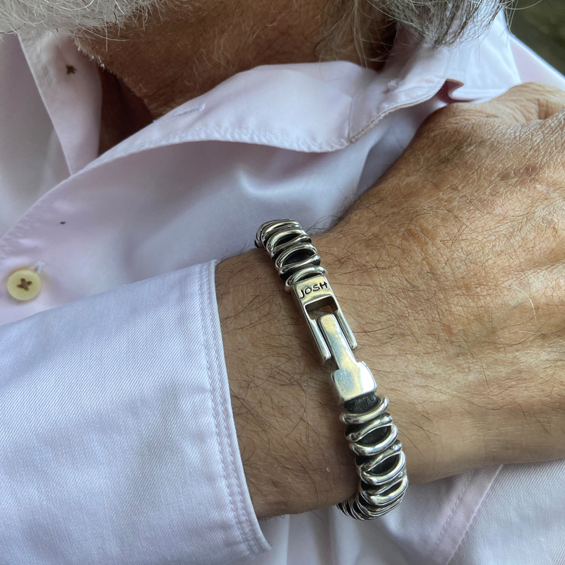 Josh Silver Alloy Bracelet 03559SL/NCLR/MED-zoom-