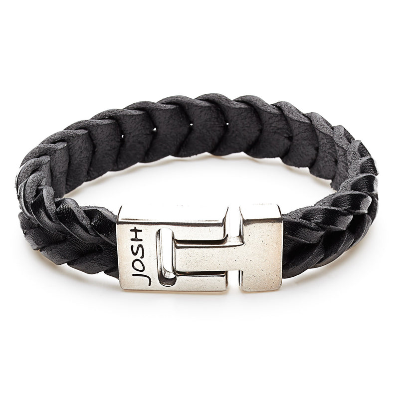 Josh Silver Bracelet 24728-BRA-S/BLACK-M-zoom-