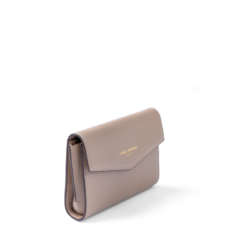 Isabel Bernard Honoré Lina Taupe Clutch With Detachable Shoulder Chain IB21135-078-zoom-