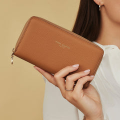 Isabel Bernard Honoré Léa Camel Calfskin Zip Wallet IB23023