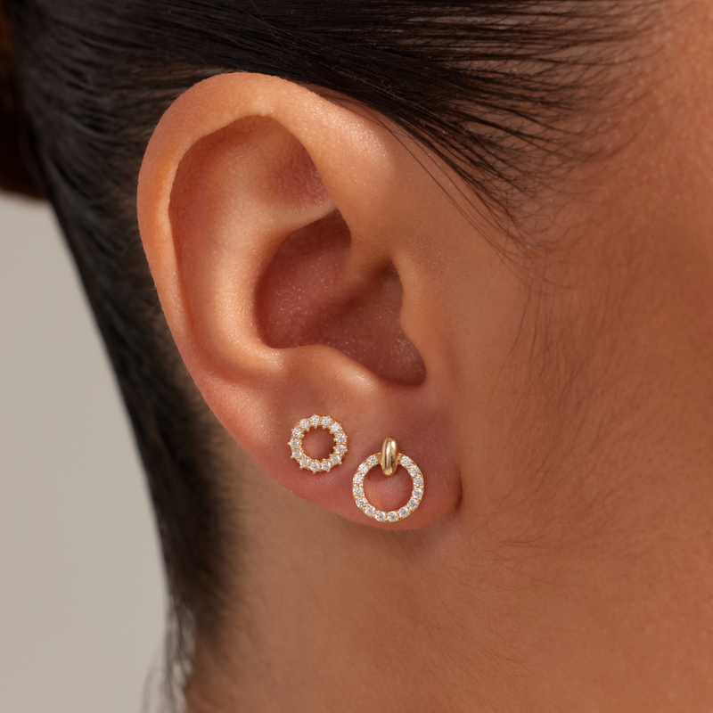Beloro Jewels Monte Napoleone Ivet 9 karat gold ear studs with zirconia stones  BO360122-zoom-