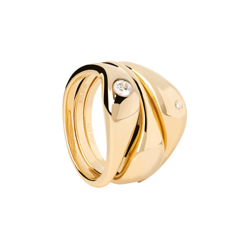 P D Paola The New Essentials 925 Sterling Silver Ring AN01-994-10with18K Gold Plating-zoom-