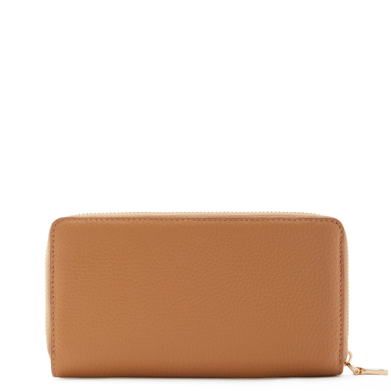Isabel Bernard Honoré Léa Camel Calfskin Zip Wallet IB23023-zoom-