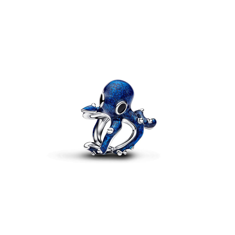 Pandora Moments 925 Sterling Silver Enamel Blue Blue Octopus Charm 794706C01-zoom-