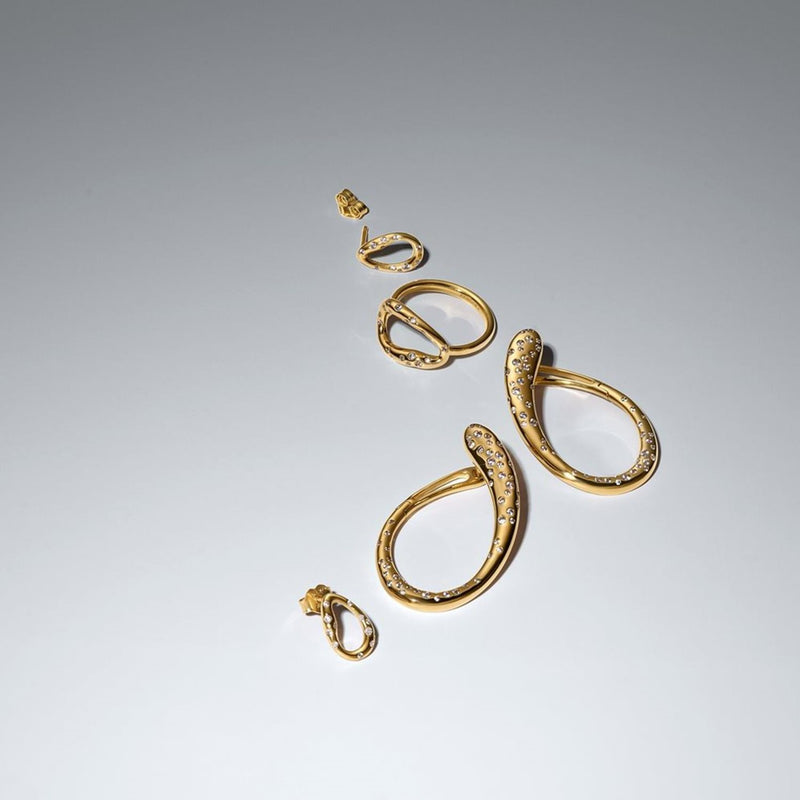 Pandora Essence Gold Plated Organically Shaped Stone-Set Oval Stud Earrings 264659C01-zoom-