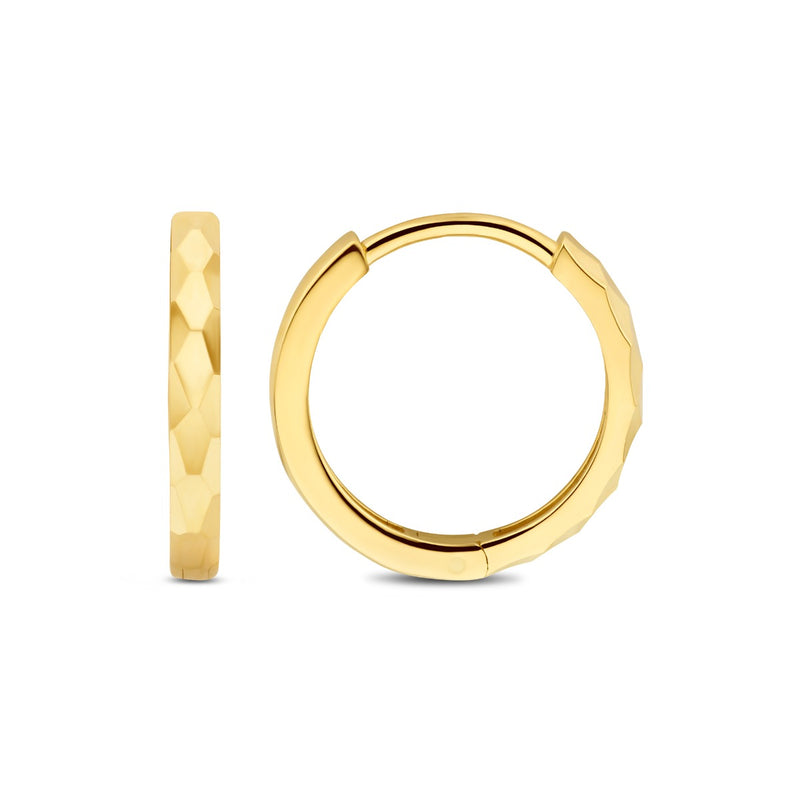 Beloro Jewels Quadrilatero d'Ora Marina 9 karat gold hoop earrings with diamond cut BO360090-zoom-