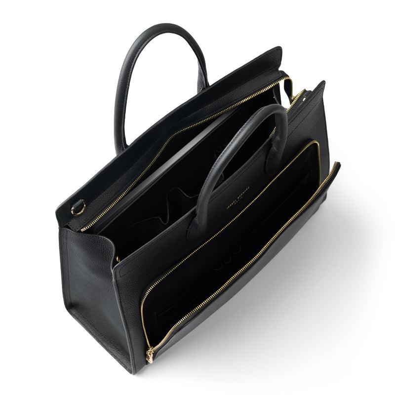 Isabel Bernard Honoré Nadine Black Leather Handbag made of Calfskin IB25032-zoom-