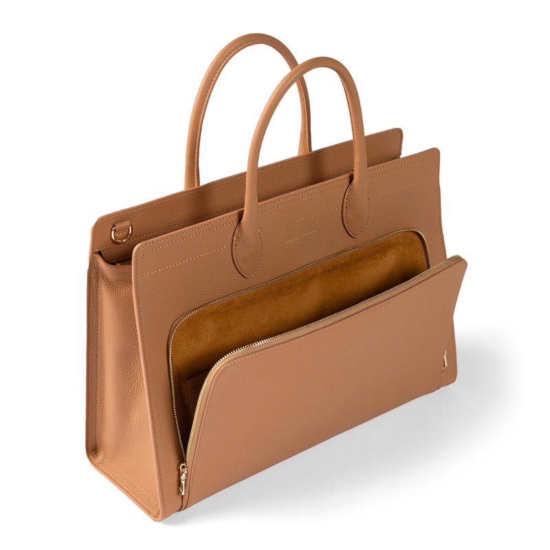 Isabel Bernard Honoré Nadine Camel Calfskin Handbag IB25053-zoom-