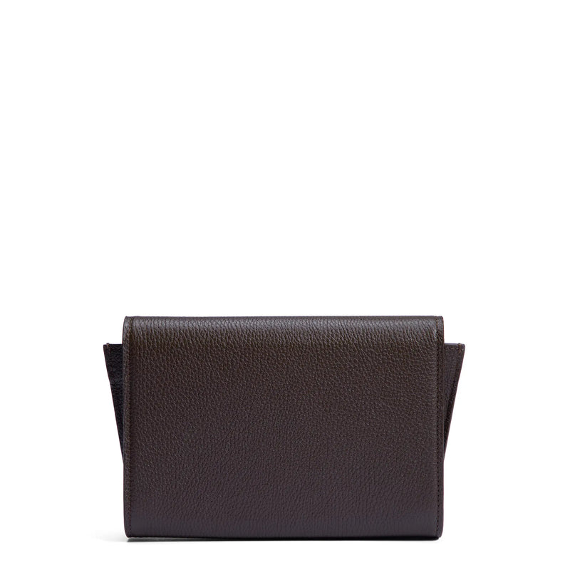 Isabel Bernard Honoré Lina Dark Brown Clutch With Detachable Shoulder Chain IB21135-031-zoom-