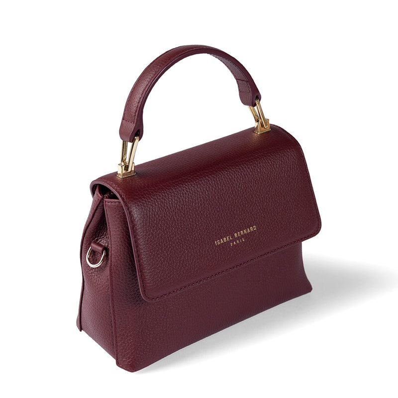 Isabel Bernard Femme Forte Heline Bordeaux Calfskin Leather Handbag IB21121-zoom-