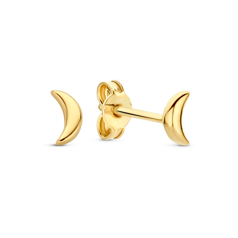 Beloro Jewels Della Spiga Ceri 9 Karat Gold Ear Studs with Moon BO360095-zoom-
