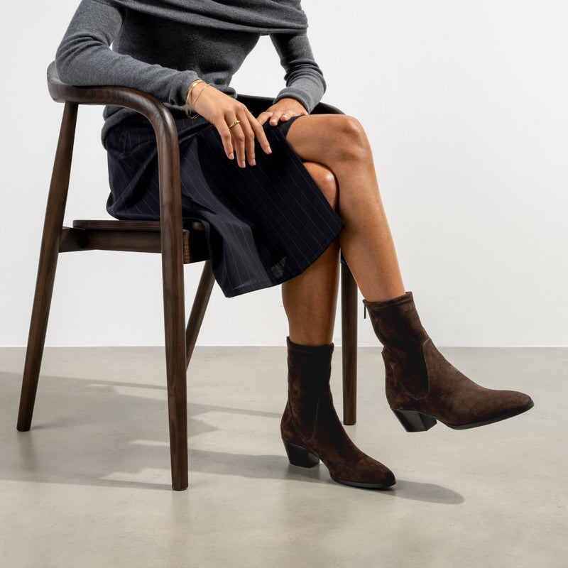 Isabel Bernard Vendôme Estelle Brown Stretch Suede Boots IB53013-130-38-zoom-