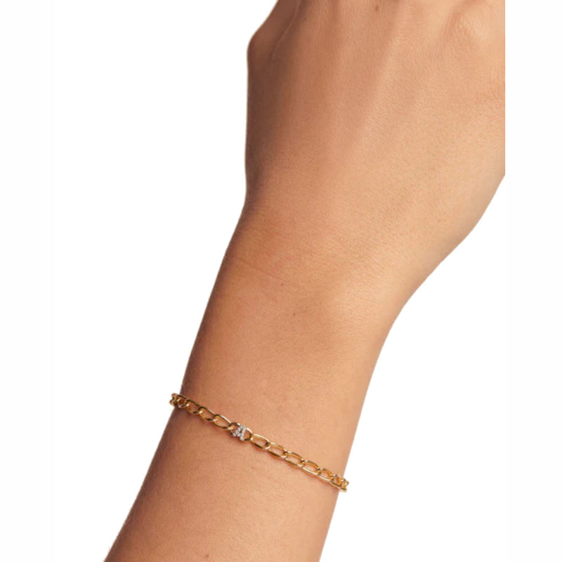 P D Paola 925 Sterling Silver Letter D Bracelet PU01-541-U with 18K Gold Plating-zoom-
