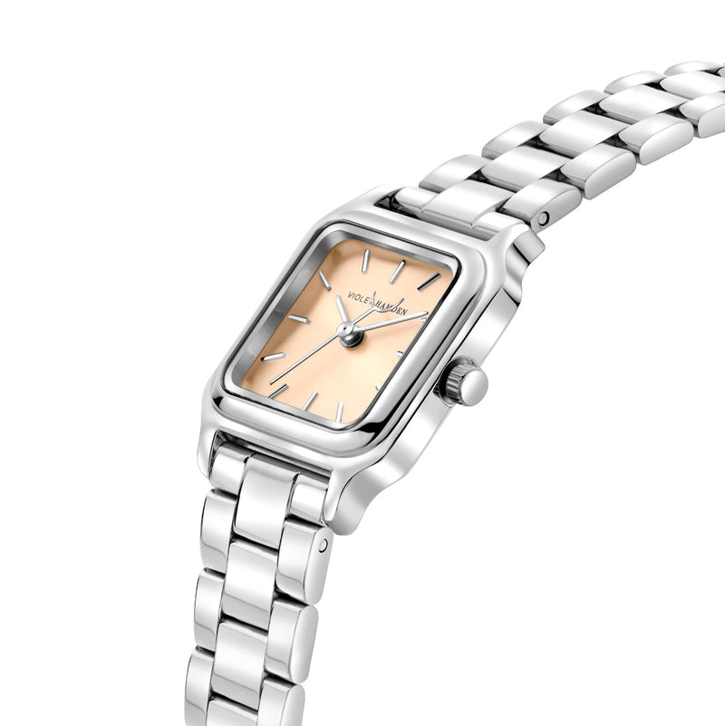 Violet Hamden Dawn Base Square Women's Watch Silver Coloured and Taupe VH09036-zoom-