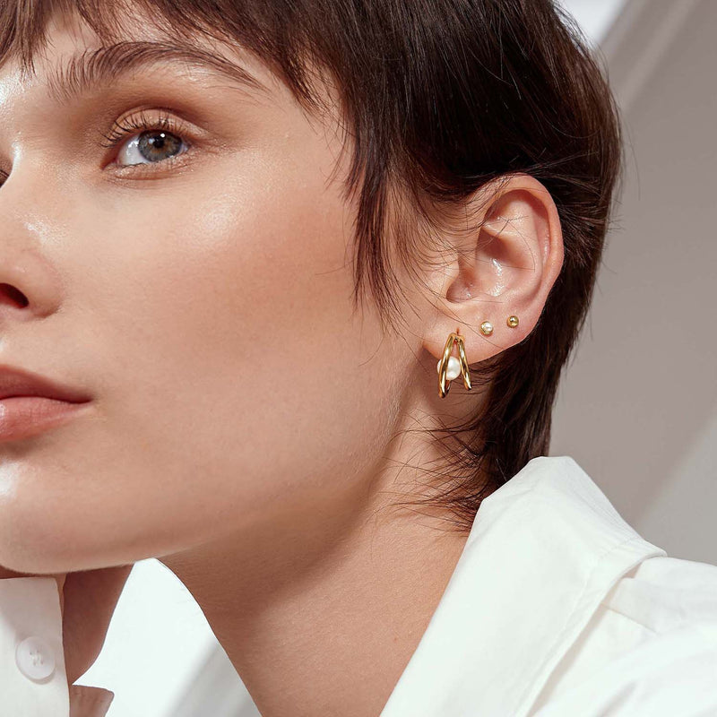 Ania Haie Chic Creator 925 Sterling Silver Hoop earrings AH-E058-07G-zoom-