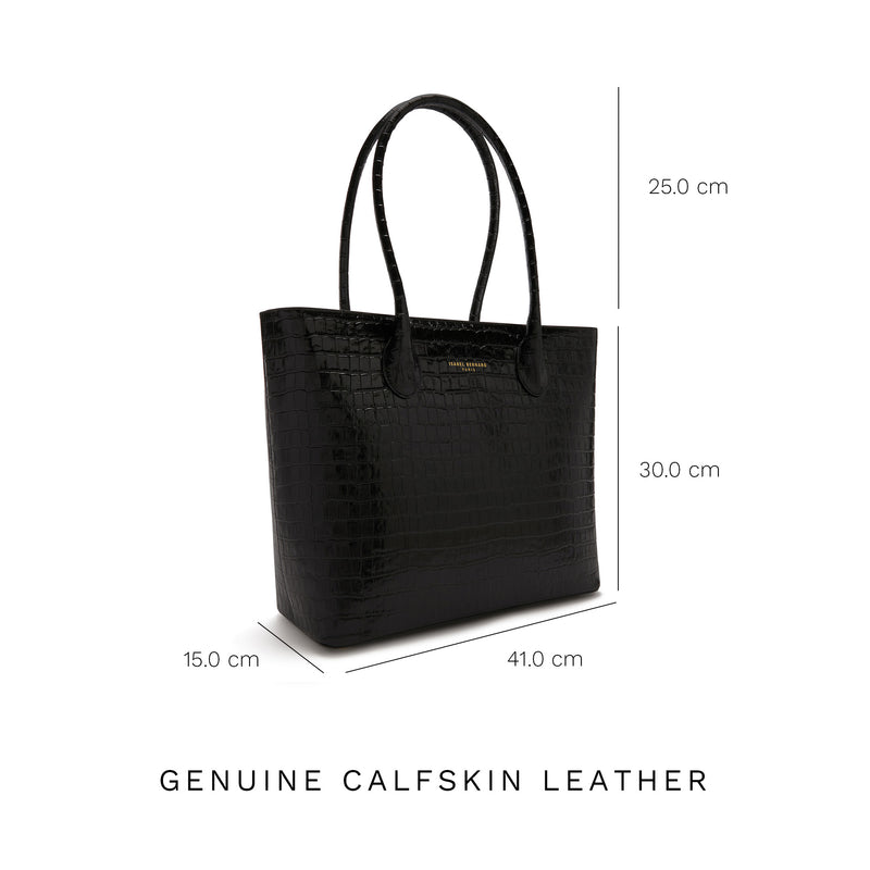 Isabel Bernard Honoré Lysanne Croco Black Calfskin Shopper IB25024-zoom-