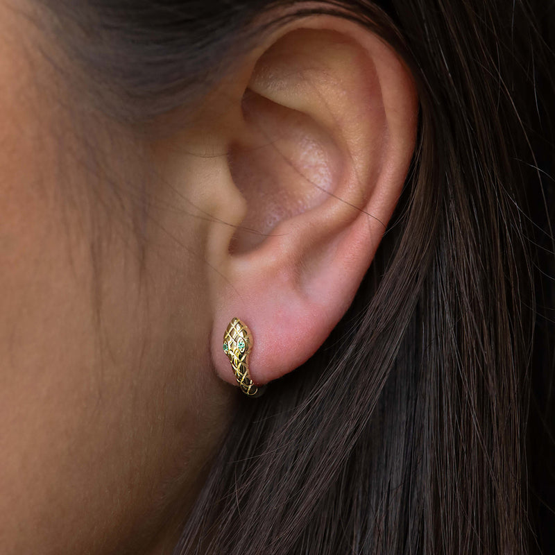 Karma 14 karat gold plated Hoop Earrings H119GP-zoom-