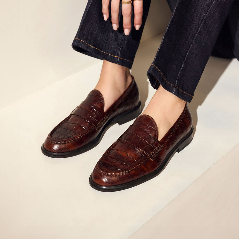 Isabel Bernard Vendôme Blandine croco brown calfskin leather loafers IB51015-230-37-zoom-