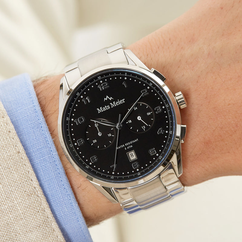 Mats Meier Mont Vélan Chrono Black/Silver Coloured Watch MM10004-zoom-