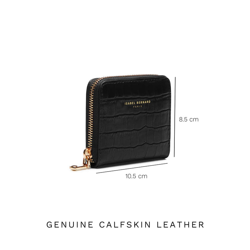 Isabel Bernard Honoré Jules Black Croco Zip Wallet IB23107-zoom-