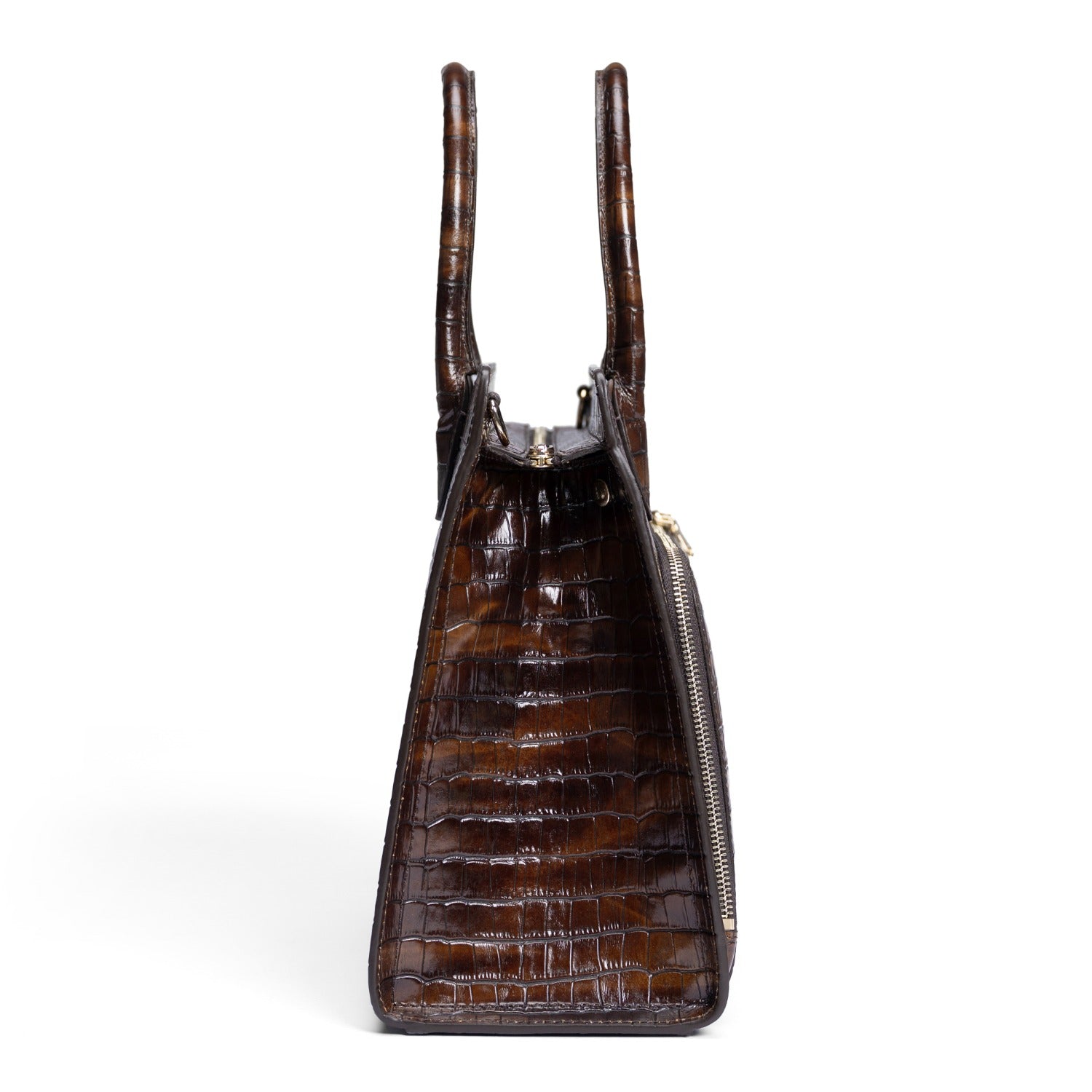 Honoré Nadine croco brown calfskin leather handbag with 13 inch