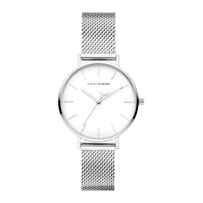 Violet Hamden Day & Night Rond Women'sWatch Silver-coloured and White VH08001-zoom-