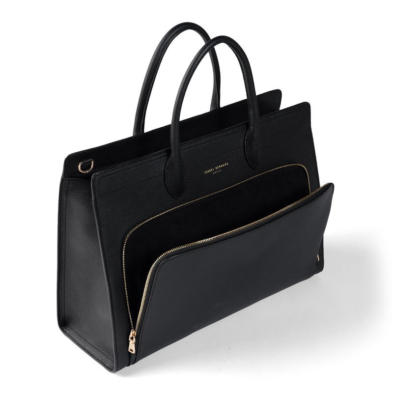 Isabel Bernard Honoré Nadine Black Leather Handbag made of Calfskin IB25032-zoom-