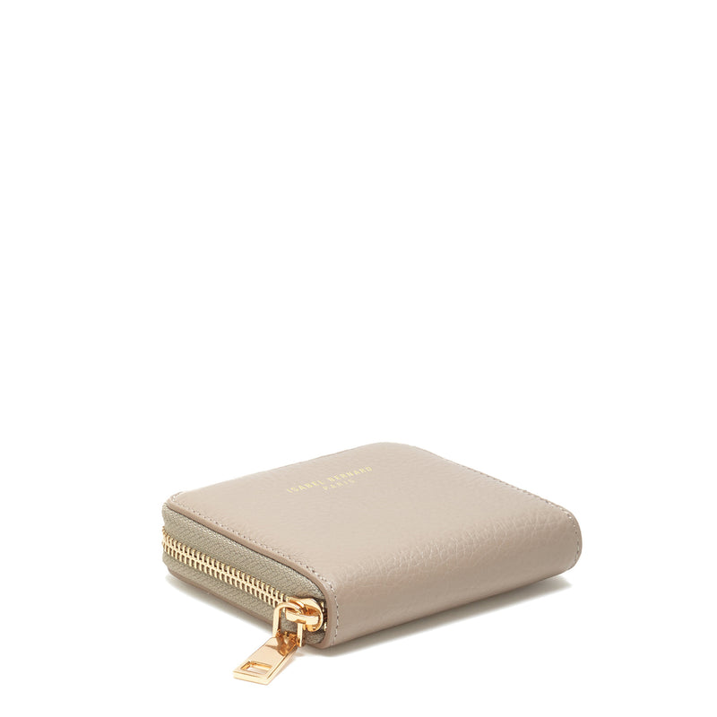 Isabel Bernard Honoré Jules Taupe Leather Zip Wallet made of Calfskin IB23018-zoom-