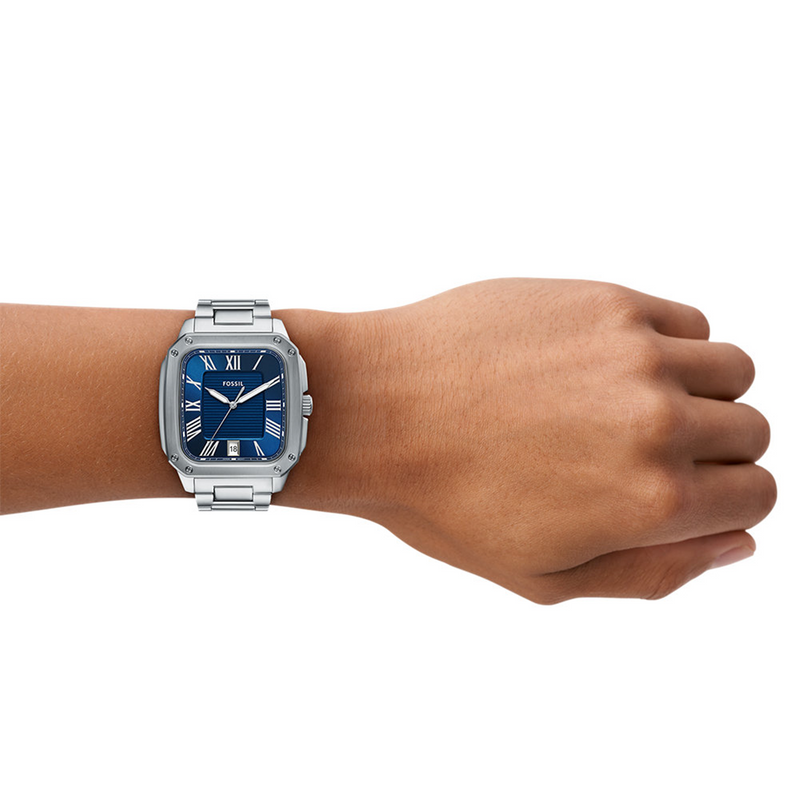 Fossil Crosby Silver and Blue Men's Watch FS6121-zoom-