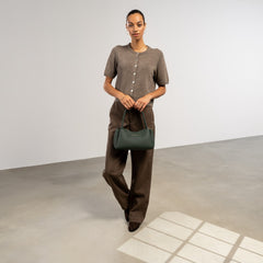 Isabel Bernard Honoré Eve Dark Green Calfskin Leather handbag IB21133-061