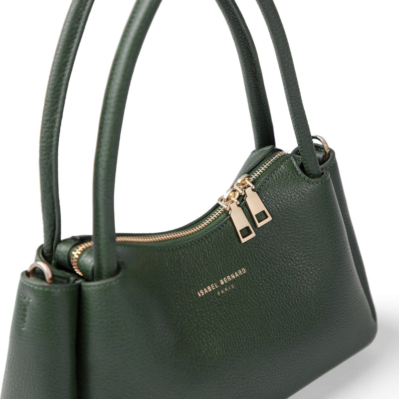 Isabel Bernard Honoré Eve Dark Green Calfskin Leather handbag IB21133-061-zoom-