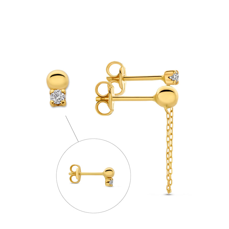 Isabel Bernard Rivoli Cézanne 14 Karat Gold Earrings with 3 Ear Studs IB360272-zoom-