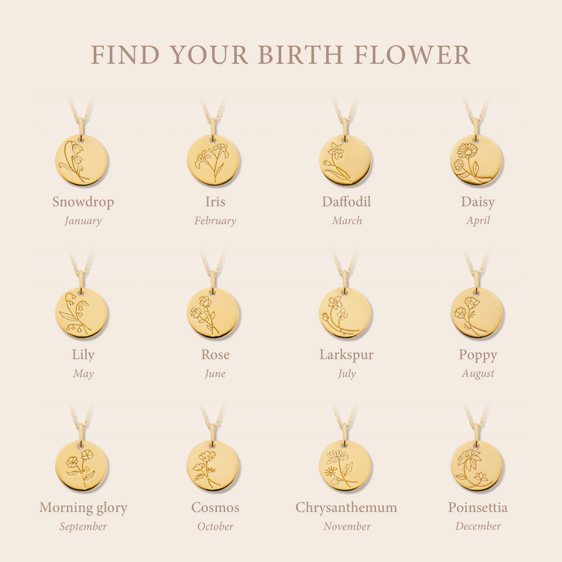 Violet Hamden Venus 925 Sterling Silver Gold-coloured Necklace with Birthflower VH340025-AUG-zoom-