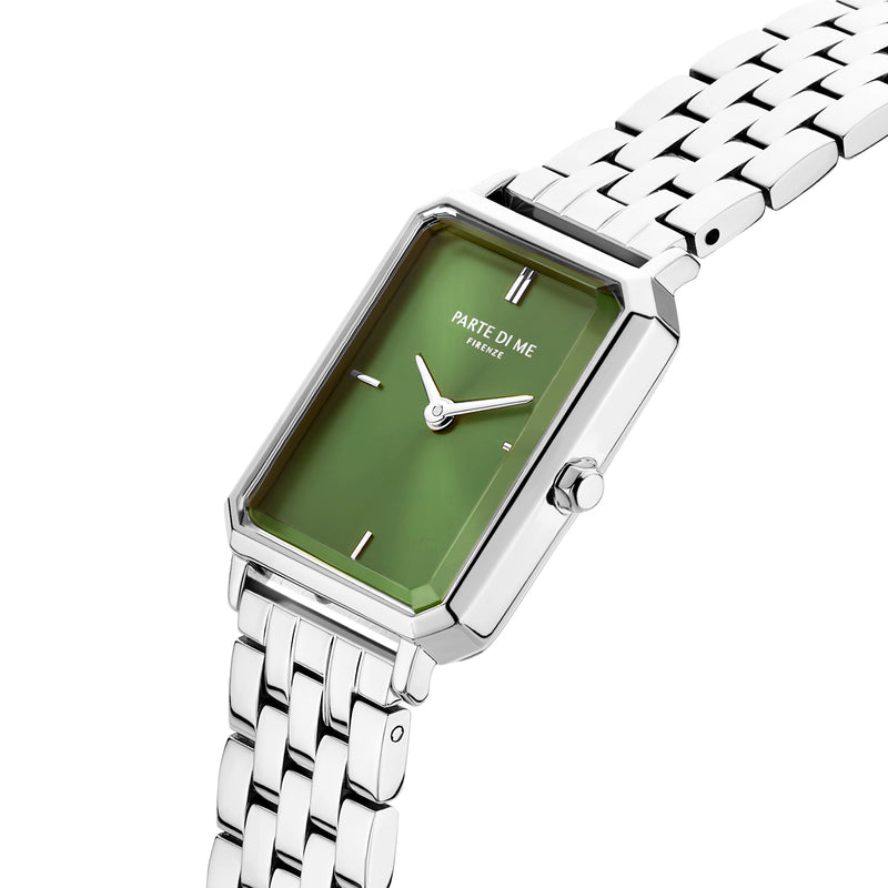 Parte Di Me Orologio Rechthoekig Women'sWatch Silverlcoloured and Green PDM09005-zoom-