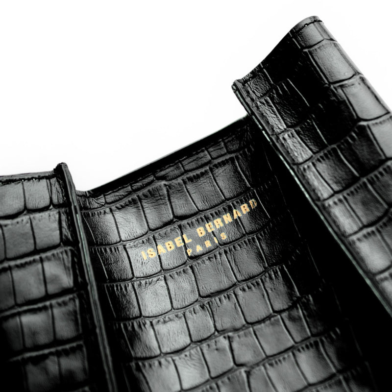 Isabel Bernard Femme Forte Minette Croco Black Calfskin Leather Handbag IB21114-201-zoom-