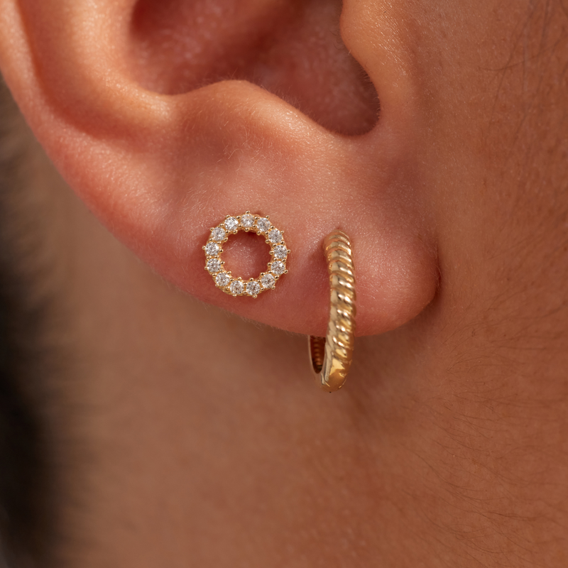 Beloro Jewels Monte Napoleone Ivet 9 karat gold ear studs with zirconia stones  BO360122-zoom-