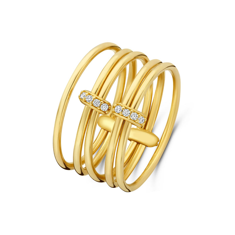 Isabel Bernard Cour d'Honneur Adora 14 karat golden 5-piece multiring with zirkonia stones ib330106-56-zoom-