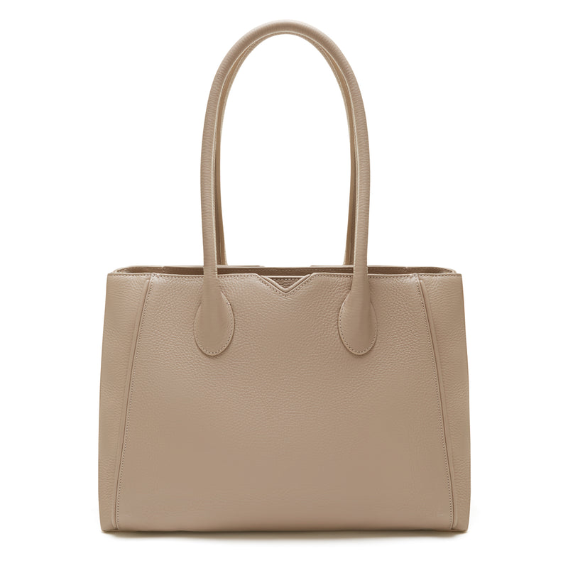 Isabel Bernard Honoré Cloe Taupe Leather Handbag made of Calfskin IB25016-zoom-