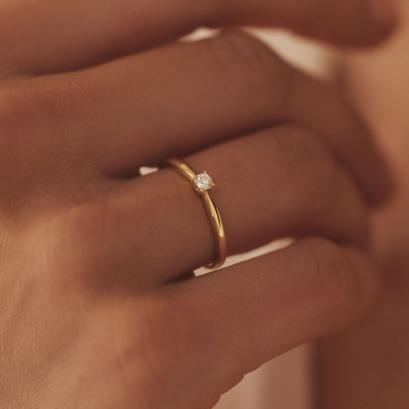 Isabel Bernard De la Paix Christine 14 Carat Gold Ring | diamond 0.10 ct | IBD330003-56-zoom-