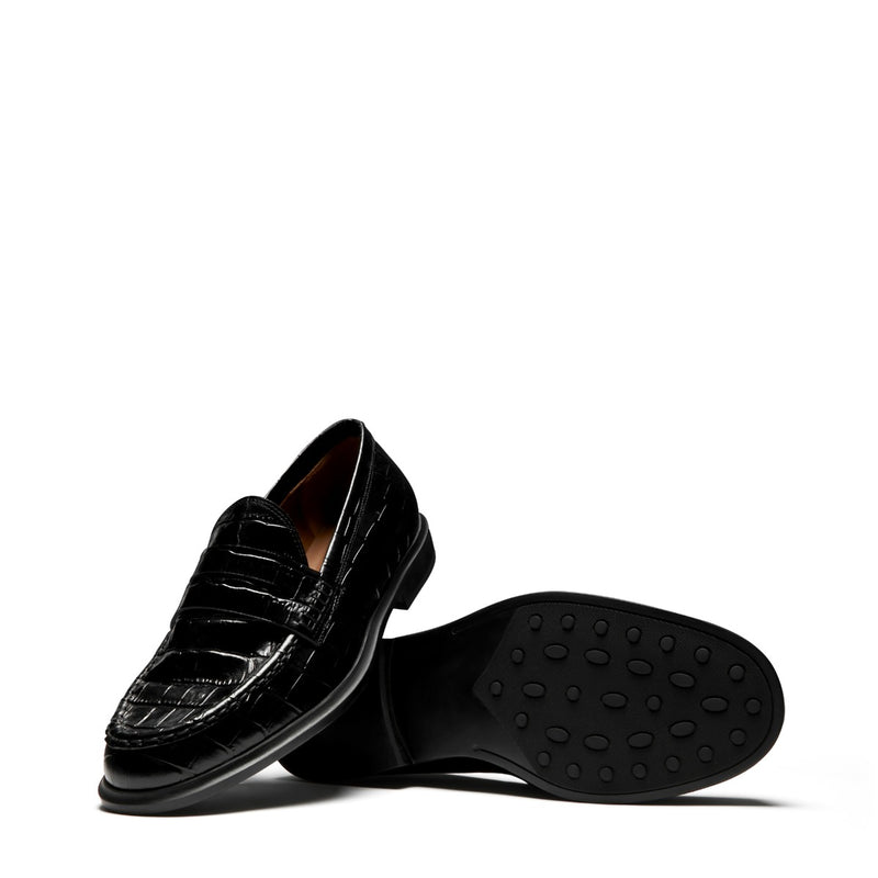 Isabel Bernard Vendôme Blandine croco black calfskin leather loafers IB51015-201-38-zoom-