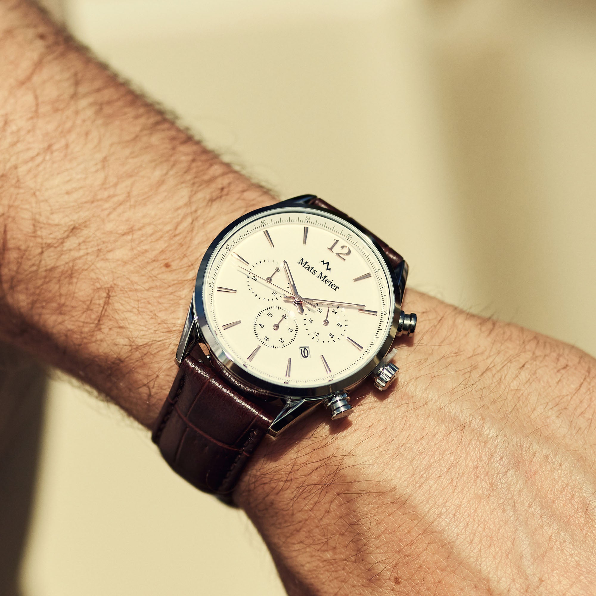Mats Meier Grand Cornier Chrono White/Brown Watch MM00105