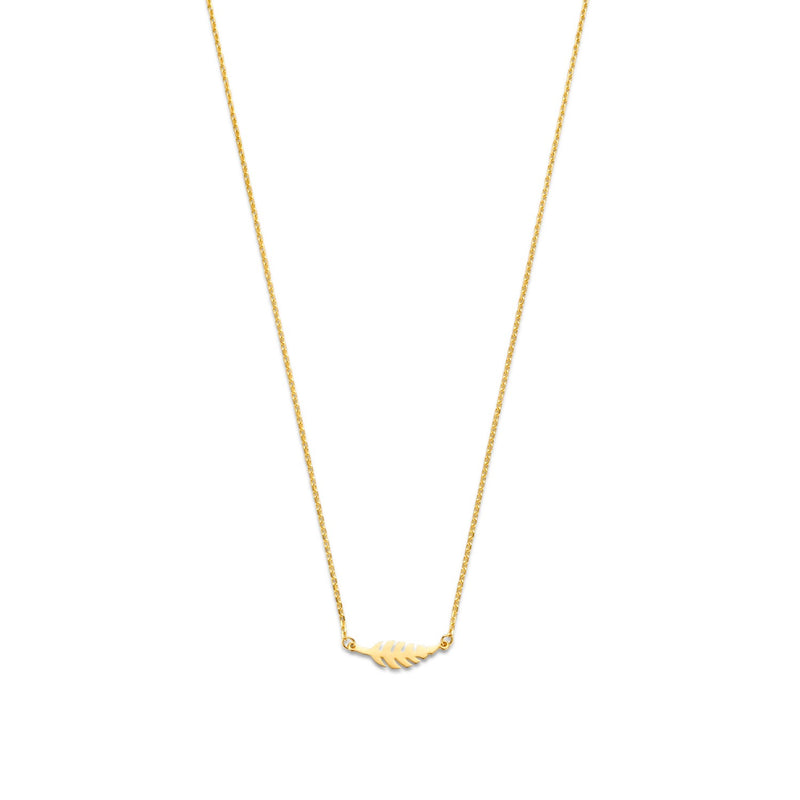 Isabel Bernard Cadeau d'Isabel 14 karat gold necklace and ear studs gift set with feather IB90186-zoom-