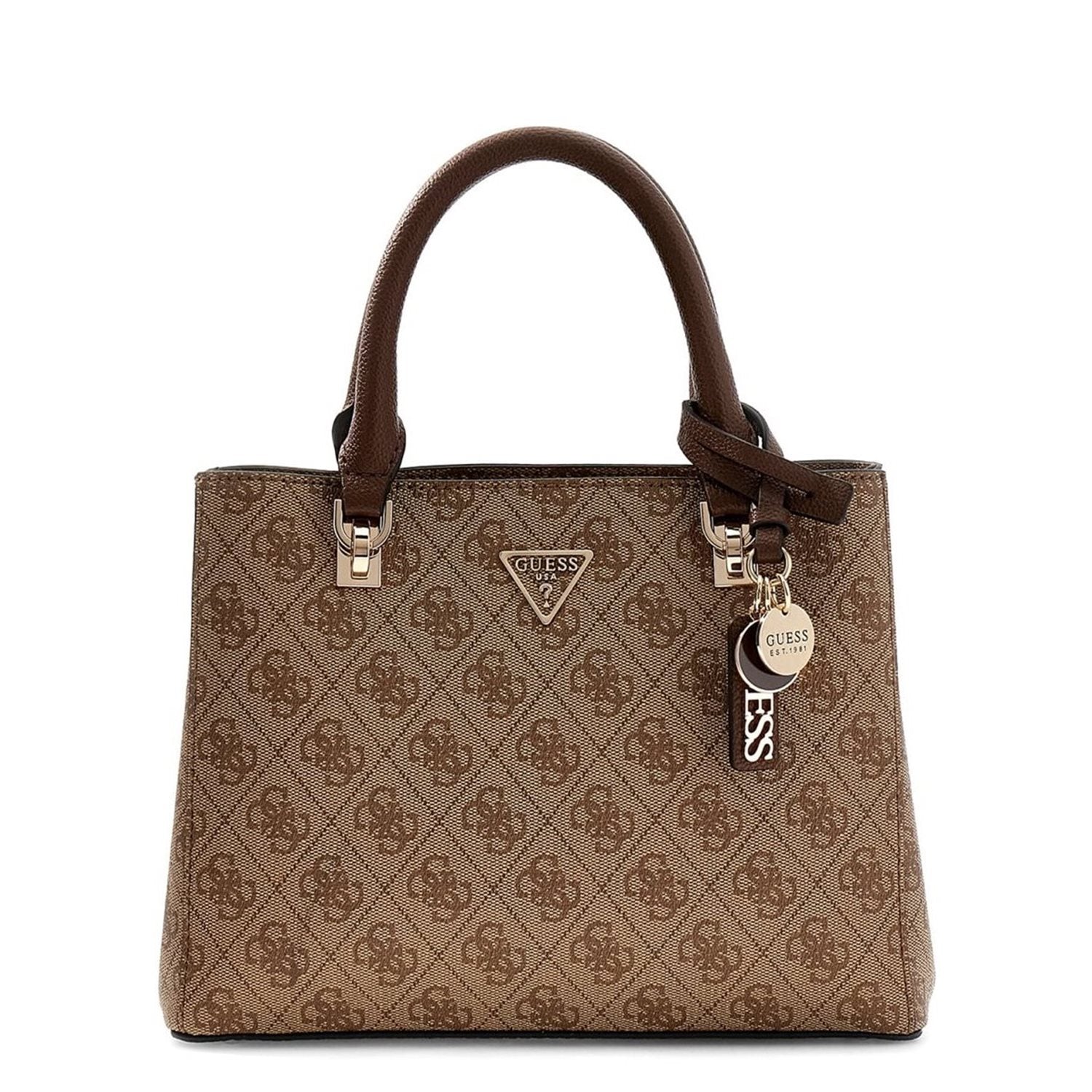 Guess Noelle Latte Logo Brown Sml Multi Comp Handbag HWBG96-72050-LGW