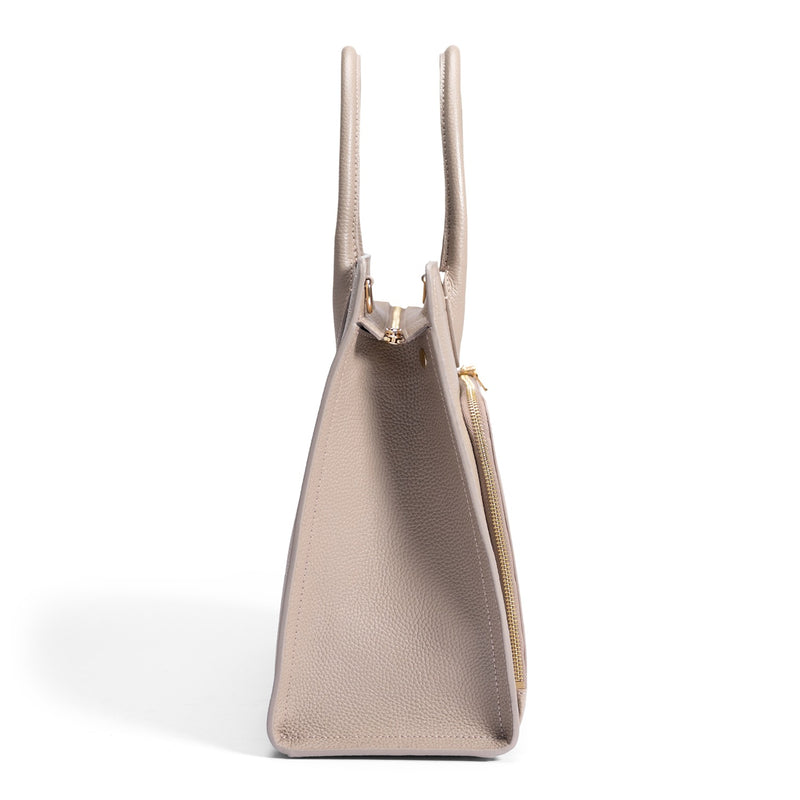 Isabel Bernard Honoré Nadine Taupe Leather Handbag made of Calfskin IB25038-zoom-